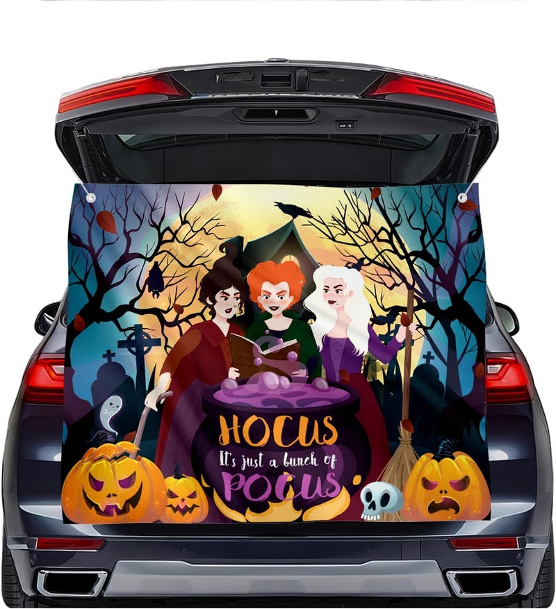 EggSun Halloween Trunk or Treat Car Decorations Kit for SUV,Hocus Pocus Witch Sisters Car Archway Garage Decor Stickers,Haunted Garage House Door Outdoor Decor Entryway Archway & Party - Image 1